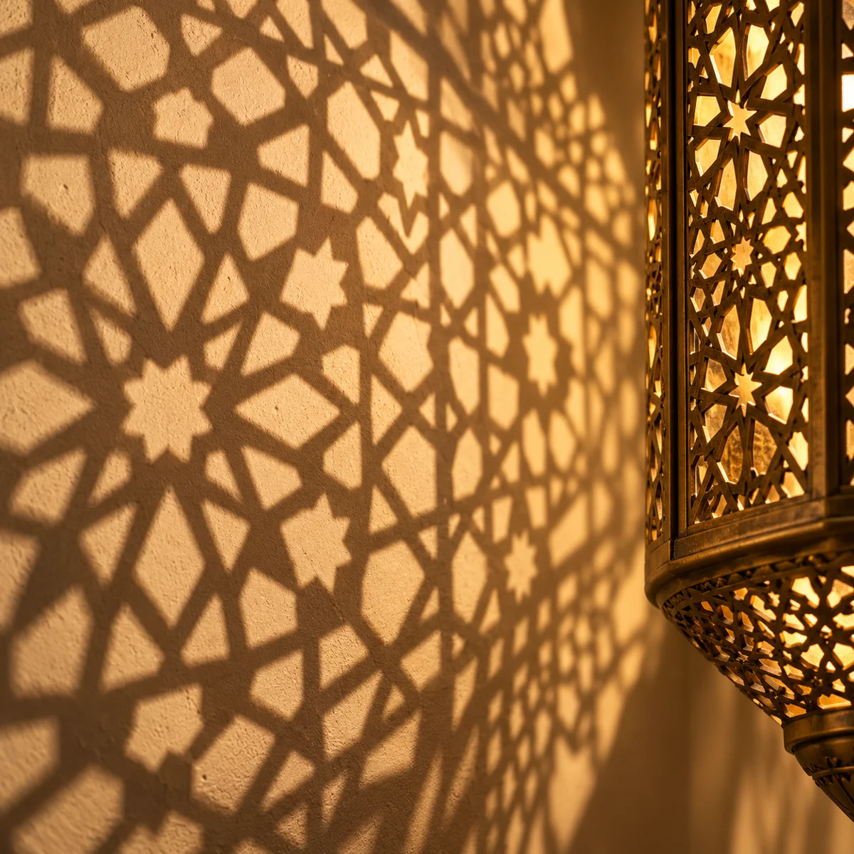 تصور لتفاصيل ظل هندسي على جدار عاجي