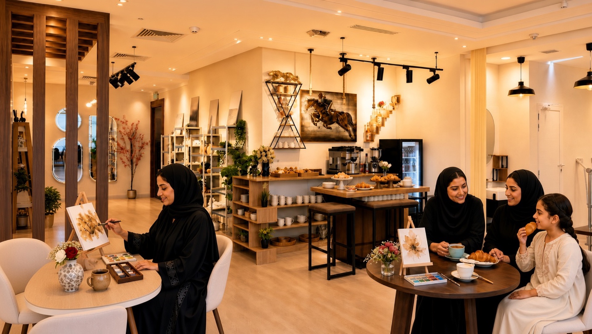 جلسة فنية مع قهوة وكرواسون في AYADI Arts Center