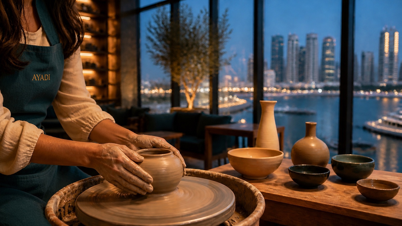 تشكيل قطعة فخارية باليدين على الدولاب — AYADI Arts Center